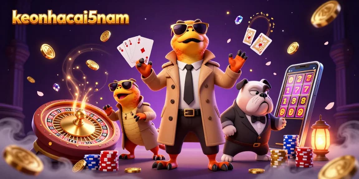 Experience excitement with keonhacai5nam as cartoon raptors enter a VIP casino lounge.