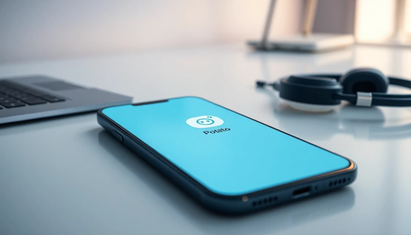 Discover secure communication with Potato下载 app displayed on a modern smartphone.