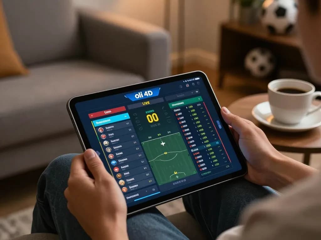 Hands navigating the oli 4d sports betting app on a tablet, highlighting a dynamic betting experience.