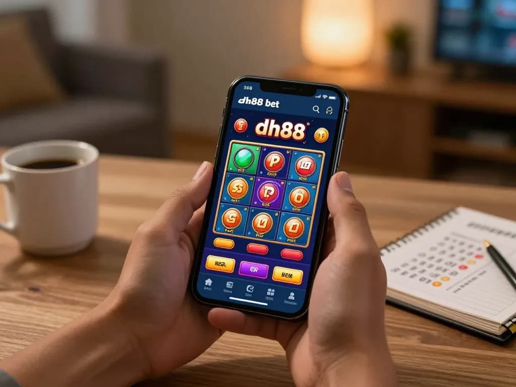 Engaging gameplay on dh88 bet app with vibrant graphics in a cozy home setting.