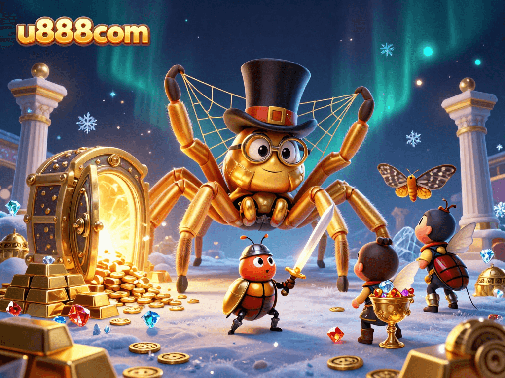 Experience u888com's thrilling casino adventure with a grand tarantula and courageous knight.