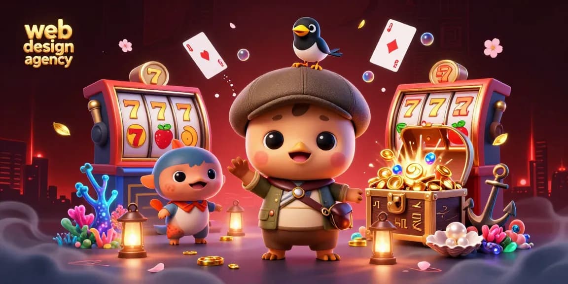 Experience the creativity of our web design agency as baby Nessie spins luck at a vibrant casino.