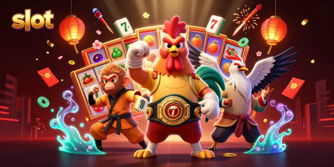 Engage with slot gaming excitement through animated characters and vibrant game elements.