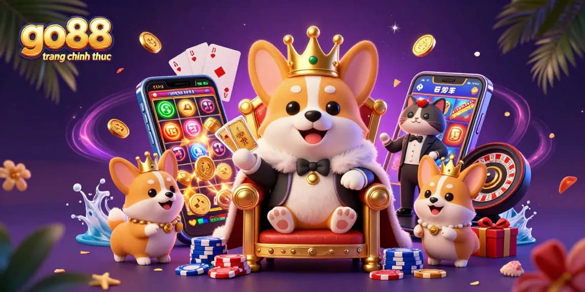 Win big at go88 trang chu chinh thuc with vibrant casino-themed illustration featuring royalty and fun.