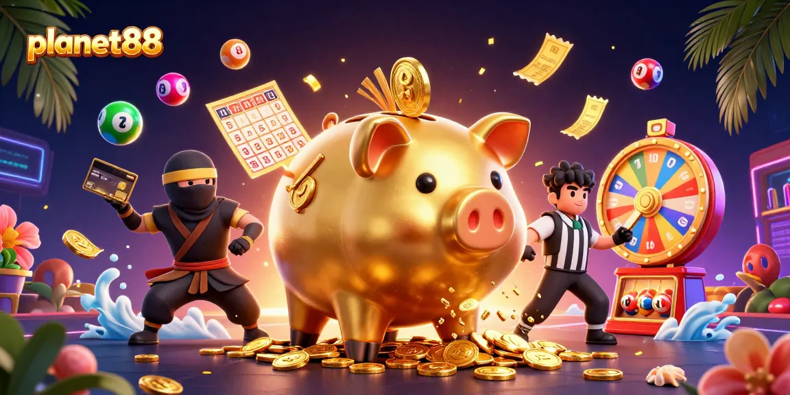 Engage with planet88's thrilling jackpot scene, featuring vibrant characters celebrating casino wins.