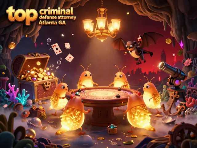 Experience the vibrant cave casino scene with glowworms illuminating a dynamic setting, showcasing the top criminal defense attorney Atlanta GA.