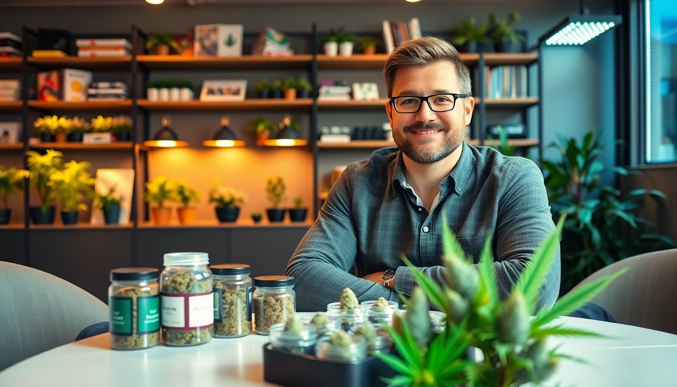 Engaging display of GEEK THC cannabis products in a modern lounge, inviting connection and exploration.