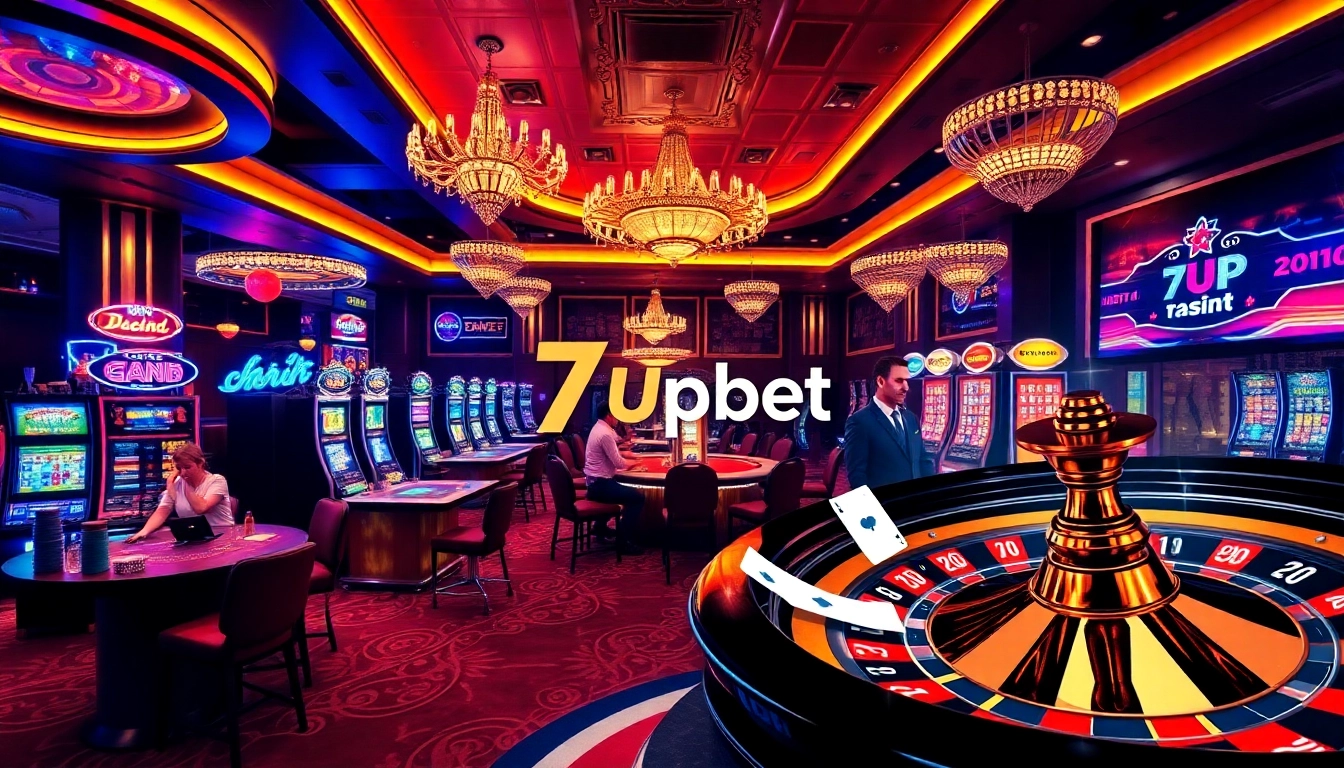Experience the excitement of 7upbet with vibrant casino scenes and dynamic betting activities.
