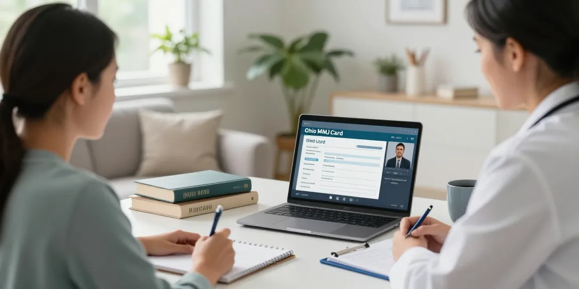 Patient consulting online for Ohio MMJ Card online with a licensed doctor in a cozy, inviting atmosphere.