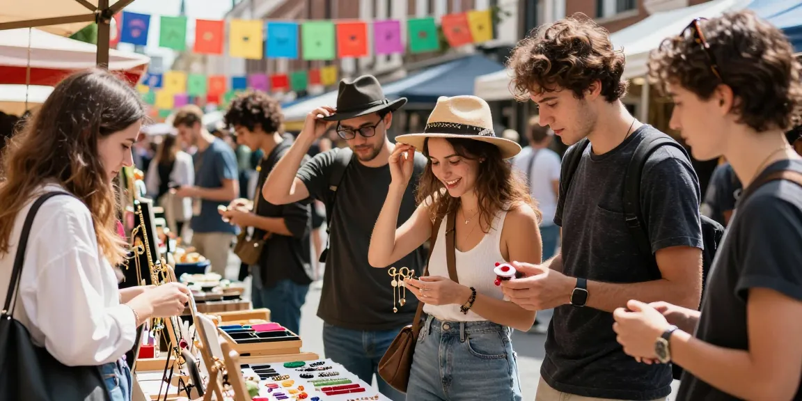 Friends enjoying an urban shopping experience at https://forumup.org/shop/search.php?ca_id=&addr1=&addr2=&addr3=&schKeyword= market, discovering unique products.