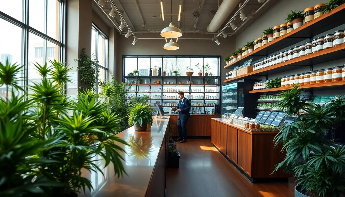 Shop at a pot shop online featuring a bright, welcoming interior and diverse cannabis products.