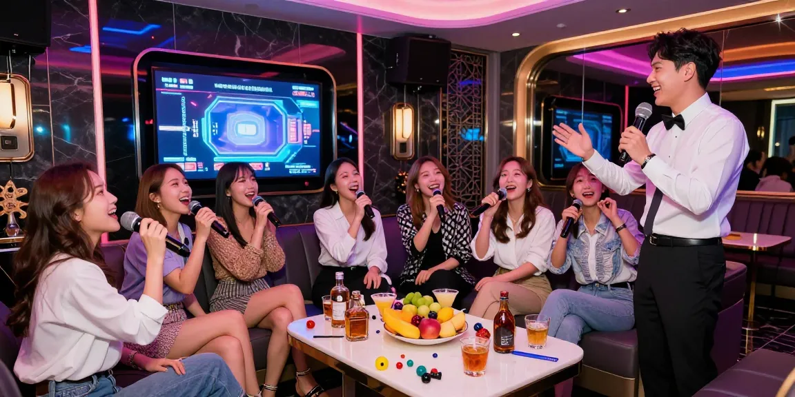 Experience the excitement of 강남 가라오케 with friends in a luxurious private room setting.