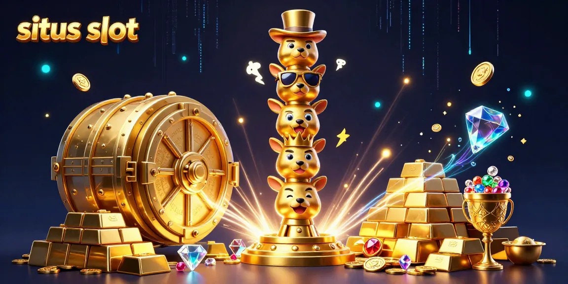 Ilustrasi 3D memukau menampilkan totem kasino bergaya kartun dengan berbagai ekspresi hewan, mempersembahkan situs slot terbaik di 2026.