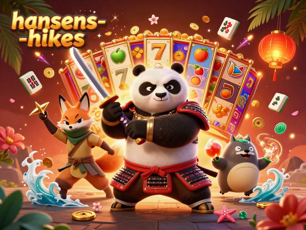 Gambarlah permainan slot seru di hansens-hikes dengan panda samurai dan rubah ninja.