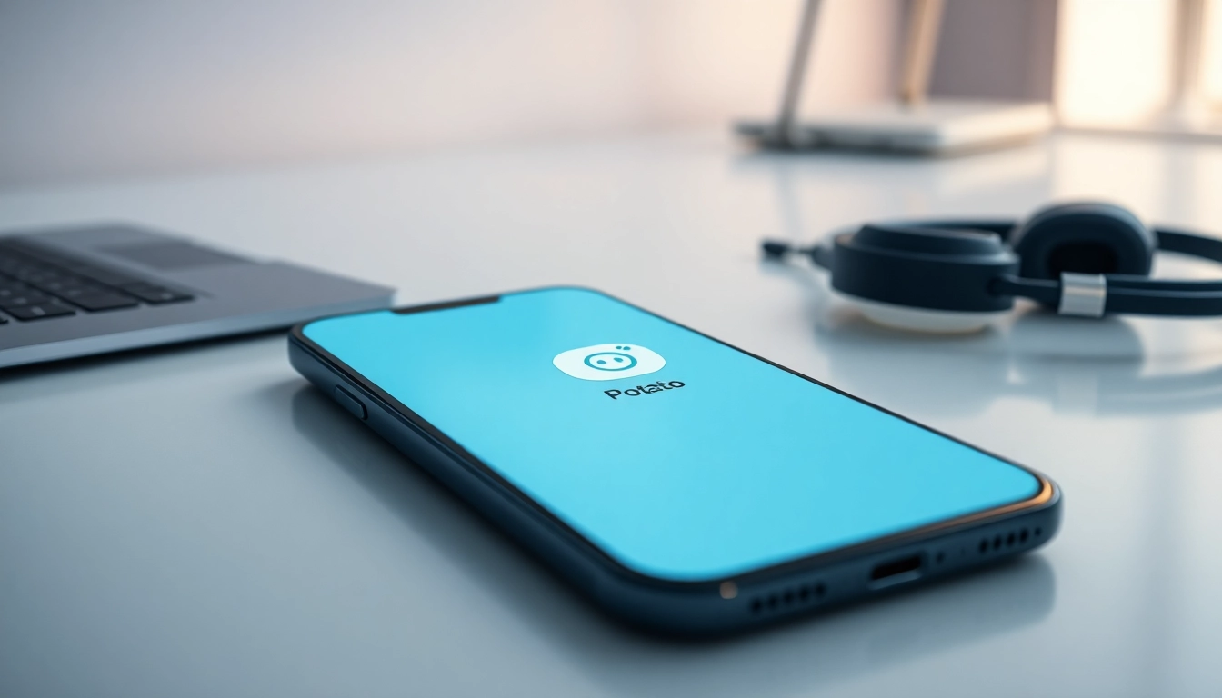 Discover secure communication with Potato下载 app displayed on a modern smartphone.