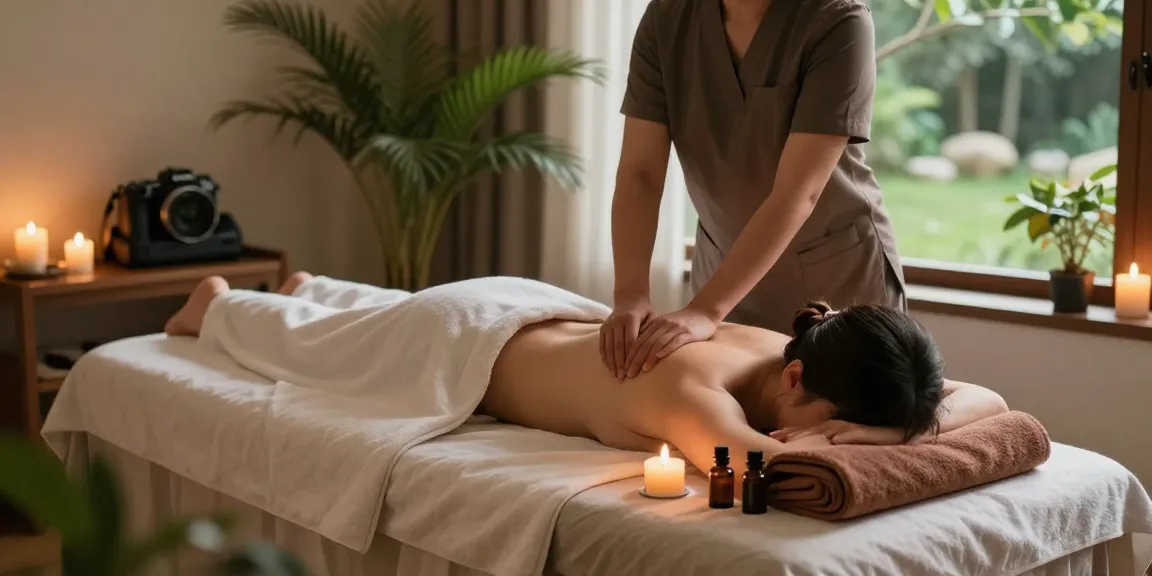 Experience a soothing 스웨디시 massage in a serene spa environment with candles and essential oils.