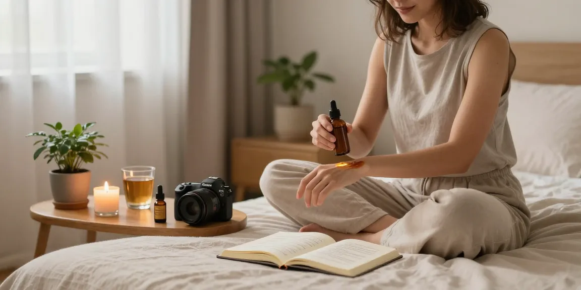 Ministry seeds CBD-Öl für natürliche Wellness-Routine in einem ruhigen Schlafzimmer, mit pflanzlichen Elementen.