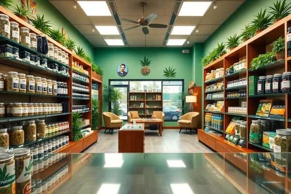 Shop cannabis products at a welcoming Weed Store featuring a vibrant interior with various selections.