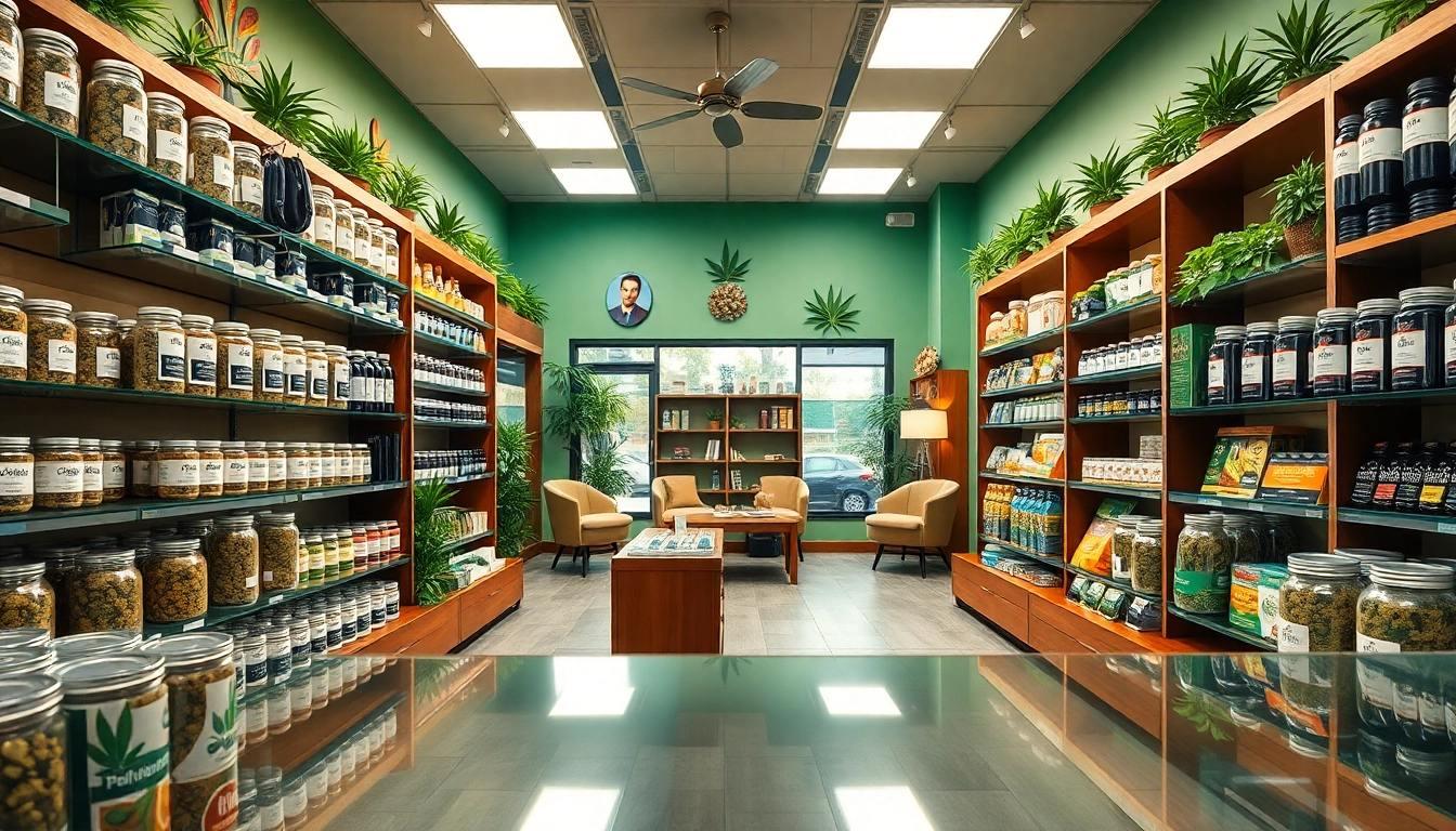 Shop cannabis products at a welcoming Weed Store featuring a vibrant interior with various selections.