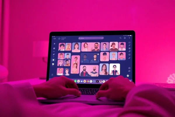 Engaging scene of a user interacting with ai sex chat free application, showcasing vibrant AI characters.