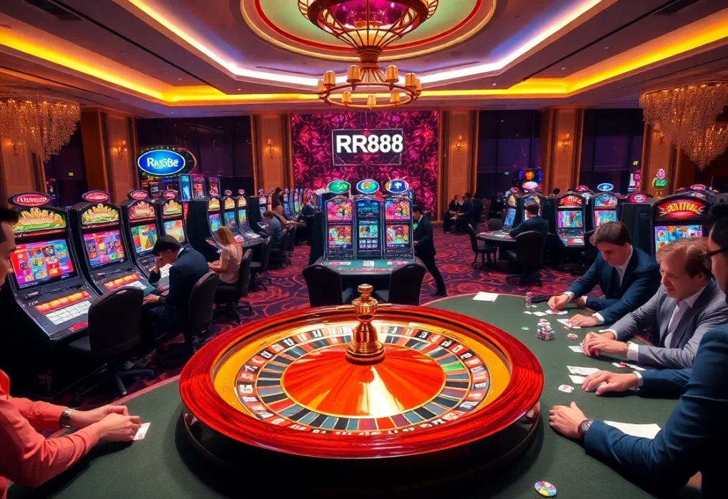 Gambling excitement at RR88 casino with vibrant games and players winning big