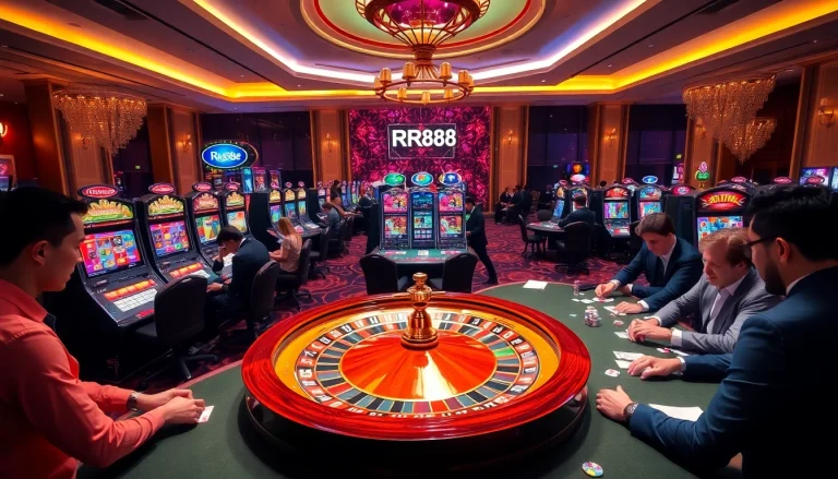 Gambling excitement at RR88 casino with vibrant games and players winning big