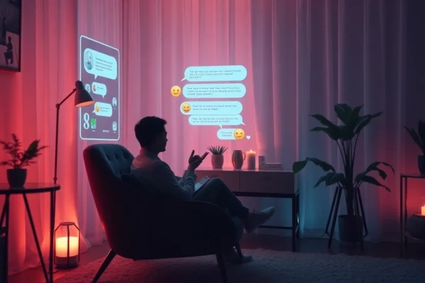Engaging sex ai chat interaction in a cozy digital space with warm lighting.