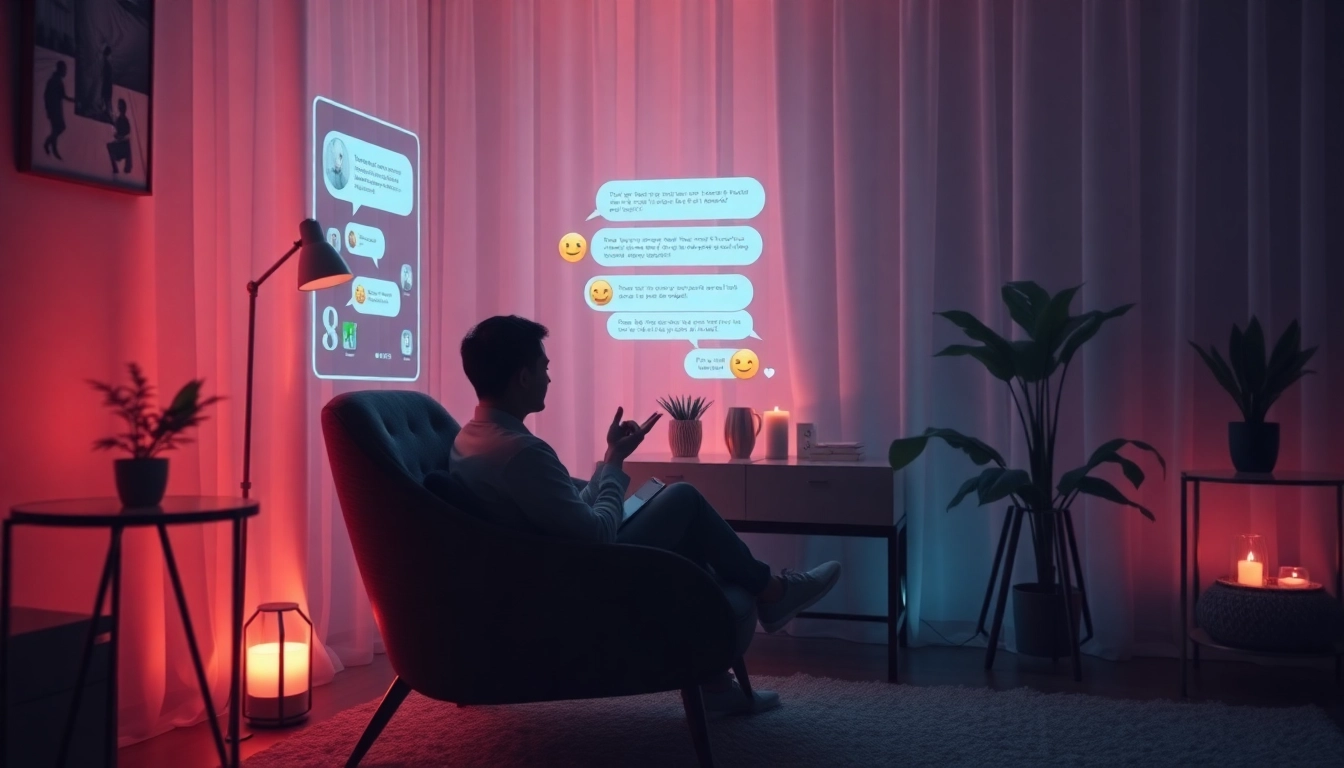 Engaging sex ai chat interaction in a cozy digital space with warm lighting.
