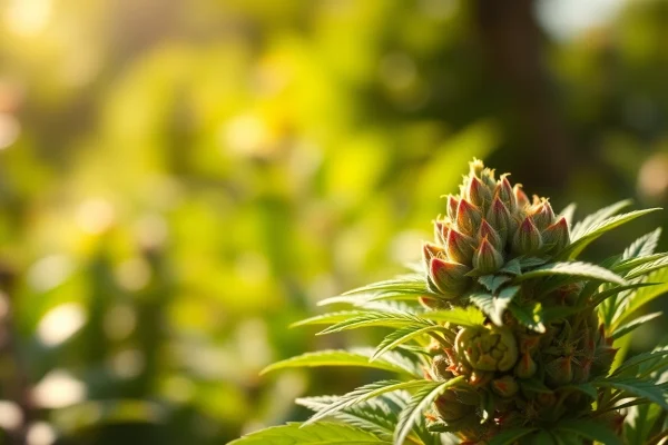 Capture of Mental Wellness CBD buds surrounded by nature, showcasing their vibrant features and relaxing ambiance.