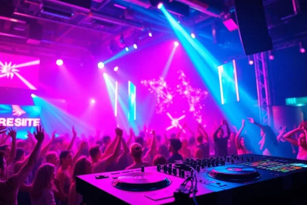 Experience the vibrant energy of a miami rave with lively crowds and electrifying lights.