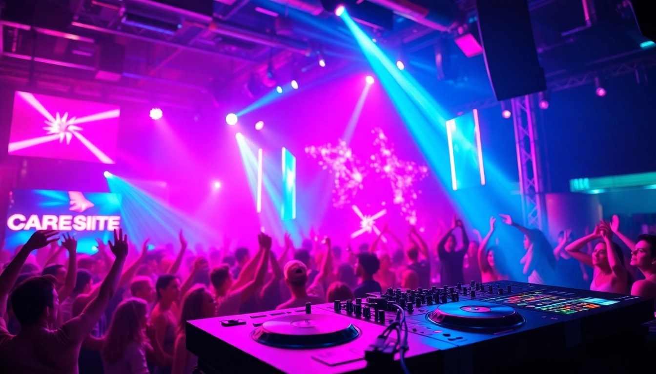 Experience the vibrant energy of a miami rave with lively crowds and electrifying lights.