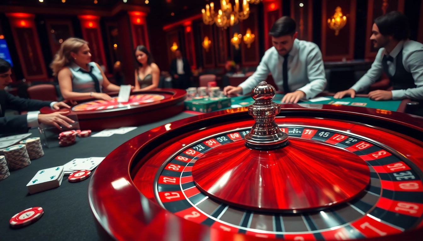 Players engaging at a roulette table inspired by https://rr88co.net/ with vibrant poker chips and betting slips.