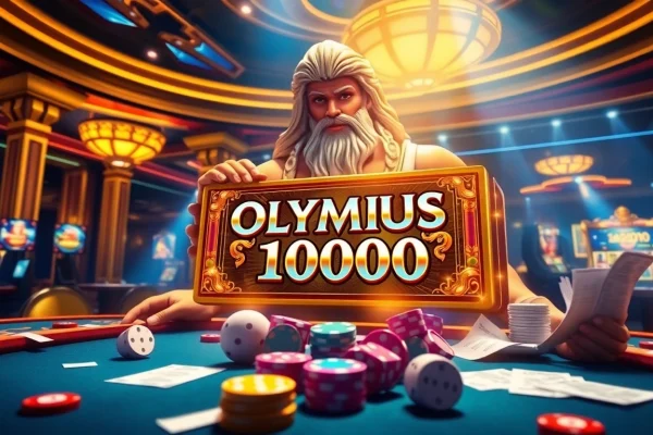 Play the Olympus 1000 slot machine surrounded by vibrant casino excitement.