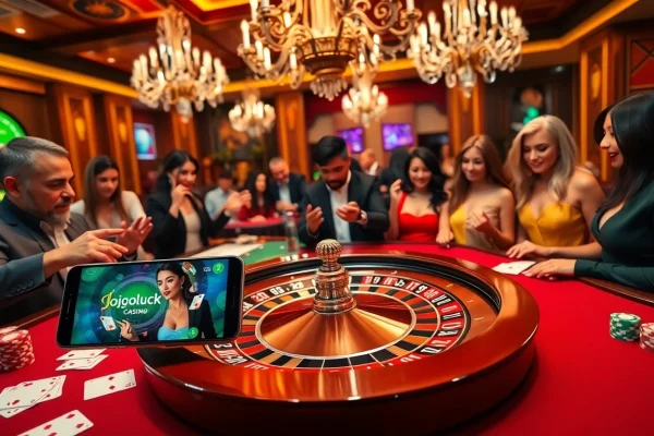 Experience the excitement of gambling at Jogoluck with vibrant casino elements.