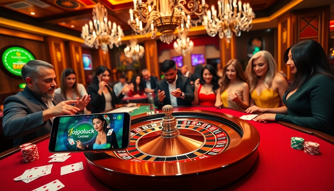 Experience the excitement of gambling at Jogoluck with vibrant casino elements.