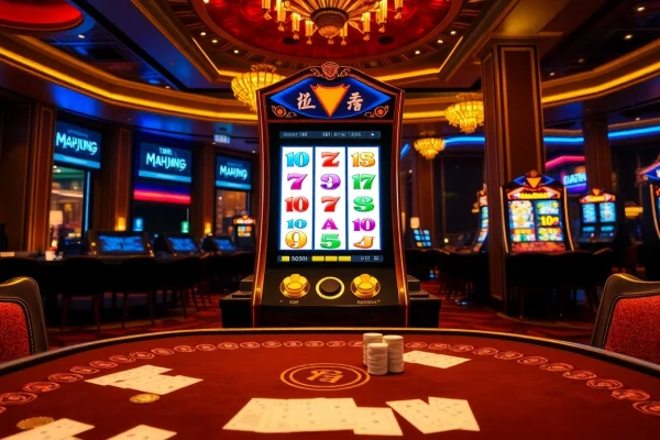 Experience the thrill of slot demo mahjong on a luxurious casino machine with colorful reels.