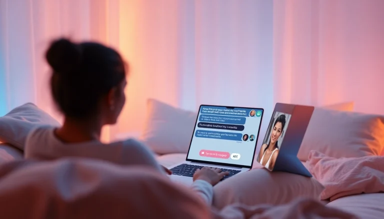 Experiencing engaging ai sex chat in a cozy digital environment with an inviting AI interface.