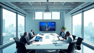 Custom website design NYC showcased in a modern NYC office with a professional team collaborating.