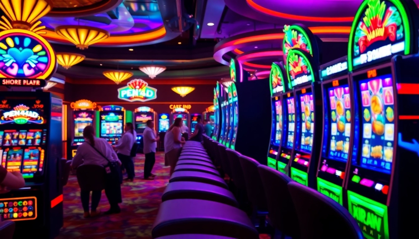 Experience thrilling spins on PEN4D's modern slot machines in an exciting casino atmosphere.