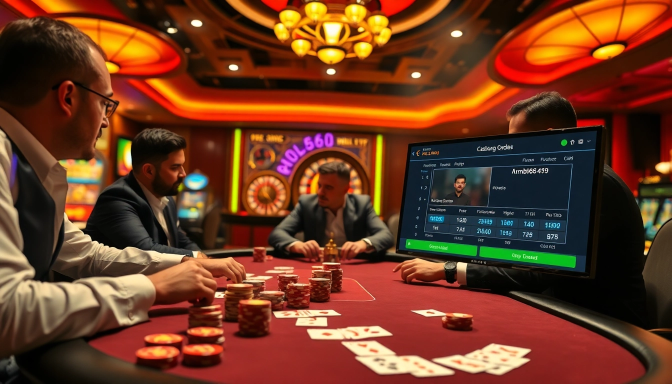 Experience thrilling high-stakes poker at mb66, featuring vibrant casino tables and dynamic betting action.