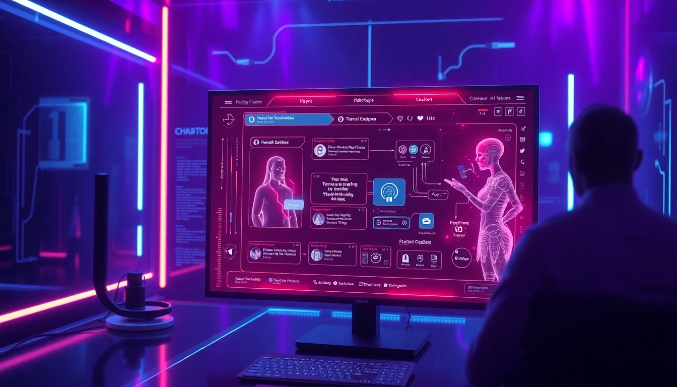 The best NSFW AI chatbots showcased in a futuristic digital environment, featuring engaging virtual character interactions.