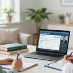 Patient consulting online for Ohio MMJ Card online with a licensed doctor in a cozy, inviting atmosphere.