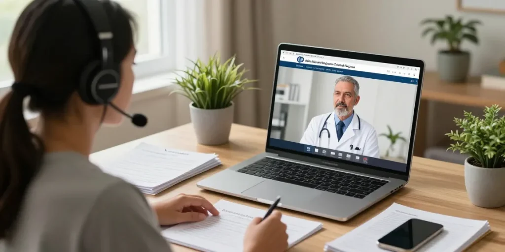 Patient consultation for MMJ card Ohio in a cozy home office setting