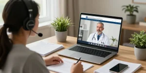 Patient consultation for MMJ card Ohio in a cozy home office setting